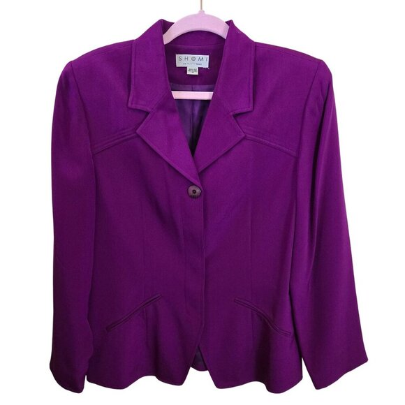 Shomi By Miller Shor Purple 100% Silk Stunning Designer Blazer Size 10 - Picture 1 of 3